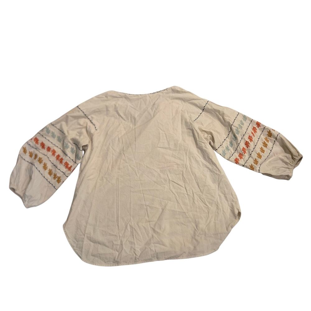 Madewell Embroidered Sleeve Pop Over Top XL MSRP $108 Cottage Peasant Boho - Picture 4 of 9